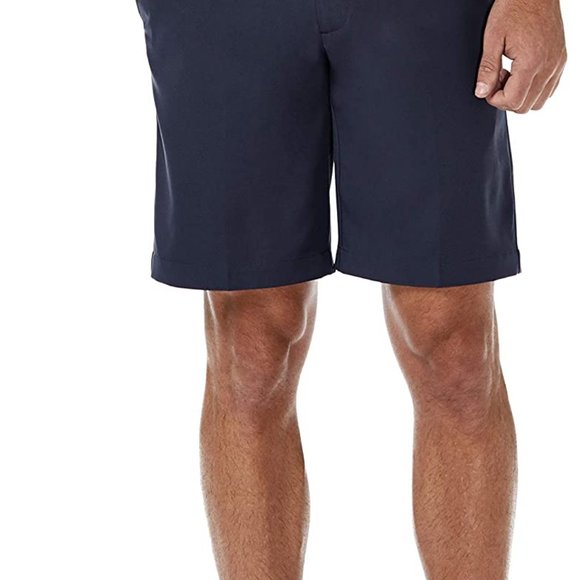 Haggar Mens Cool 18 Pro Straight Fit 4-Way Stretch Flat Front Short 48W Black 48 - Picture 1 of 4